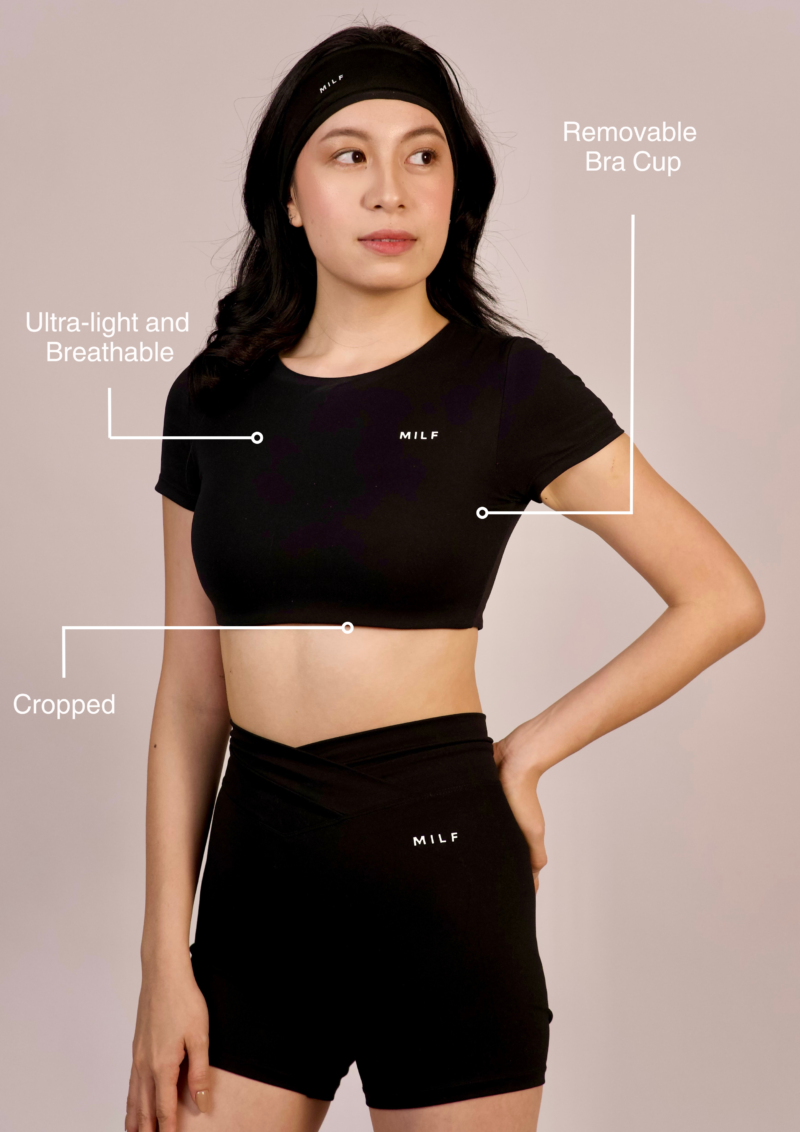 Black Cropped Shirt Bra - Image 4