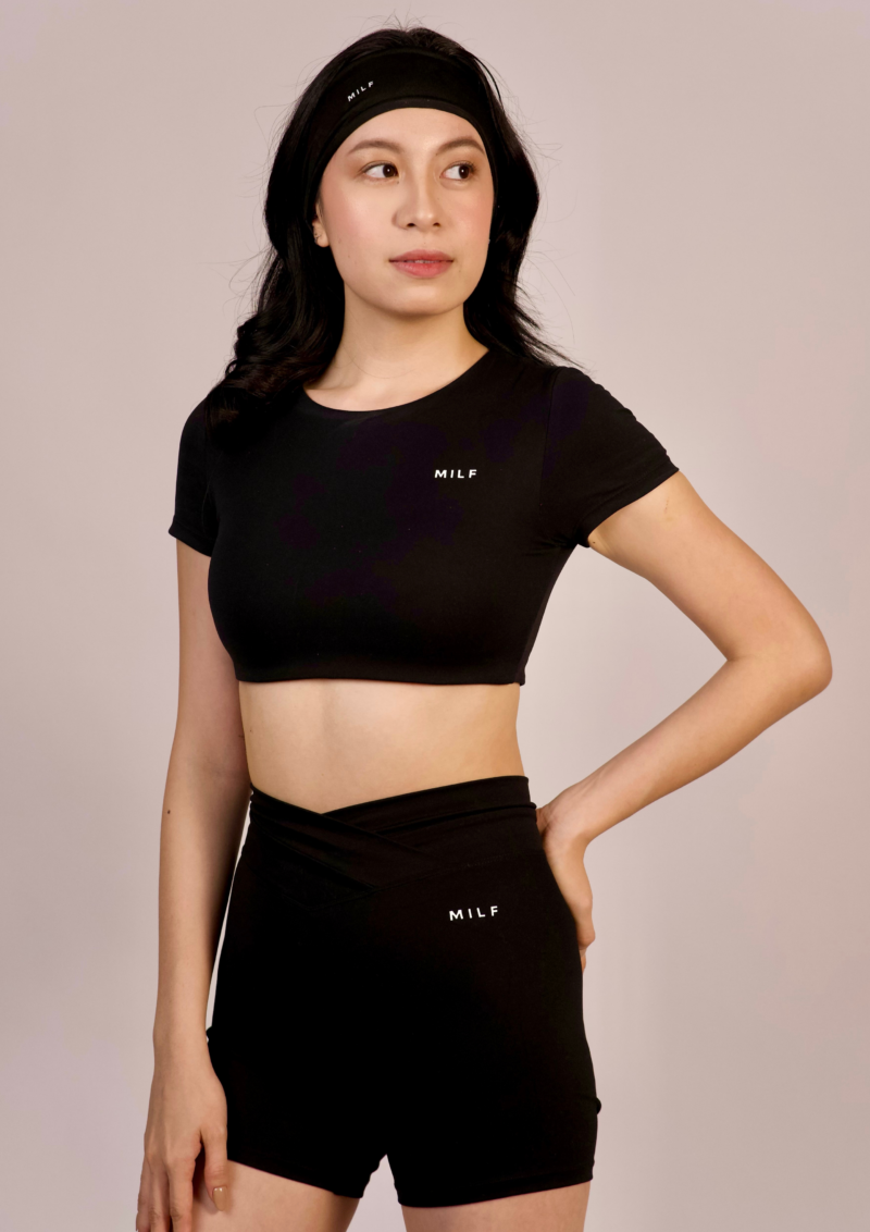 Black Cropped Shirt Bra - Image 2