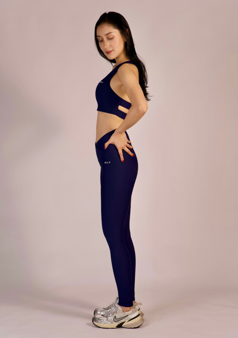 Cobalt Blue Cross Waist Leggings - Image 2